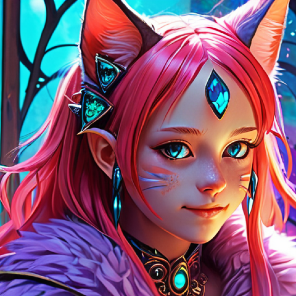 **

Prompt: "Fantasy cat-eared girl, whimsical design, vibrant colors, inspired by AI-generated concept art, anime style, intricate details, digital painting."

**