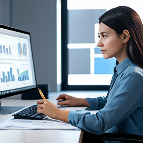 A professional female artist, fully clothed in a modest, contemporary business casual outfit, sits thoughtfully at a sleek desk in a modern, well-lit digital design studio. On her large monitor, a subtly blurred, stylized AI-generated character design flickers, representing the "gray zone" of AI copyright. She holds a stylus, contemplating the screen with a focused yet slightly introspective expression. The background shows organized creative tools and perhaps some legal documents faintly visible. The atmosphere is professional and intellectual. Perfect anatomy, correct proportions, natural pose, well-formed hands, proper finger count, natural body proportions. Safe for work, appropriate content, family-friendly, professional, high-quality digital illustration.