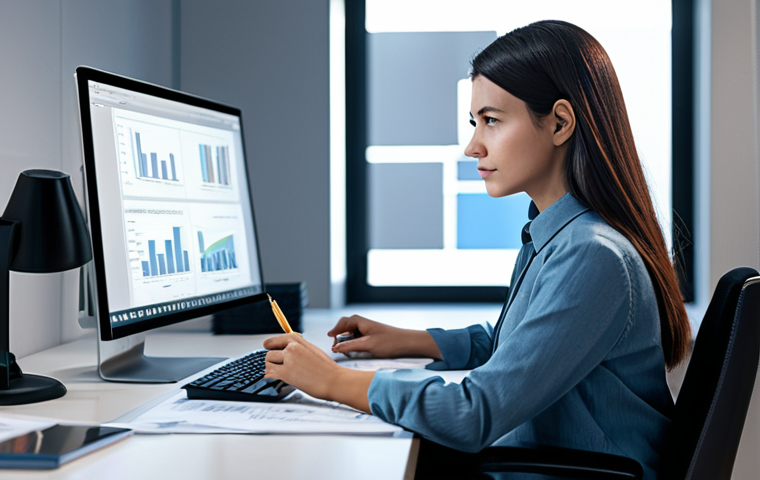 A professional female artist, fully clothed in a modest, contemporary business casual outfit, sits thoughtfully at a sleek desk in a modern, well-lit digital design studio. On her large monitor, a subtly blurred, stylized AI-generated character design flickers, representing the "gray zone" of AI copyright. She holds a stylus, contemplating the screen with a focused yet slightly introspective expression. The background shows organized creative tools and perhaps some legal documents faintly visible. The atmosphere is professional and intellectual. Perfect anatomy, correct proportions, natural pose, well-formed hands, proper finger count, natural body proportions. Safe for work, appropriate content, family-friendly, professional, high-quality digital illustration.