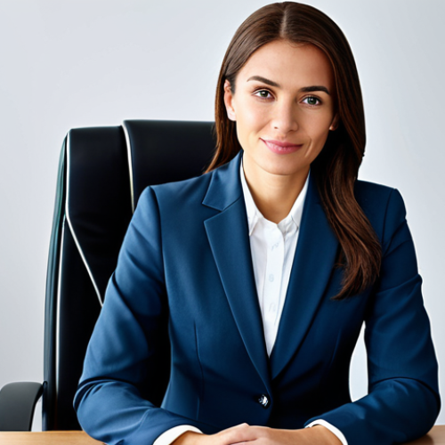**

"A professional businesswoman in a modest business suit, sitting at a desk in a modern office, fully clothed, appropriate attire, safe for work, perfect anatomy, natural proportions, professional photography, high quality, family-friendly."

**