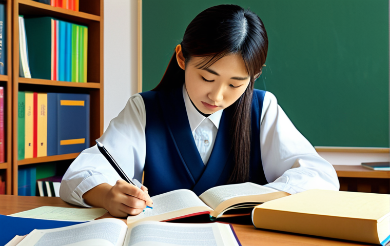 Studying for the Written Exam**

"A young Japanese woman studying diligently at a desk, surrounded by textbooks on color theory and copyright law, wearing comfortable, modest clothing, professional study environment, safe for work, appropriate content, fully clothed, perfect anatomy, correct proportions, natural pose, soft lighting, focused expression, family-friendly, high quality illustration, 学習, 著作権, 色彩理論."

**