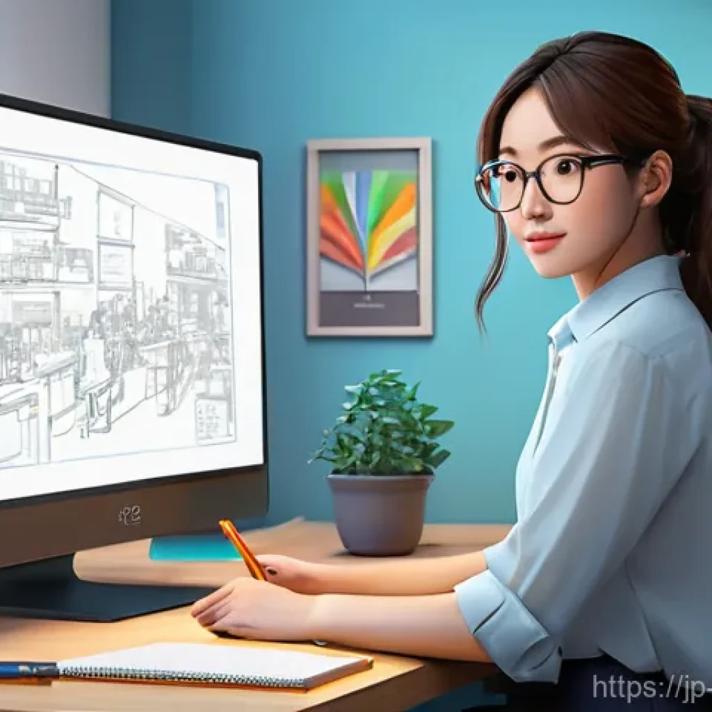 캐릭터디자이너로서의 글로벌 커리어 전략 - **Prompt:** A highly skilled, focused character designer in their late 20s to early 30s, dressed in ...