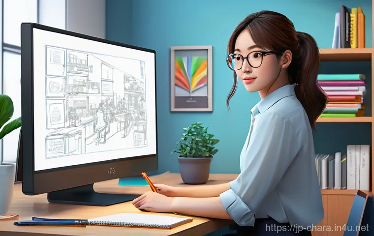 캐릭터디자이너로서의 글로벌 커리어 전략 - **Prompt:** A highly skilled, focused character designer in their late 20s to early 30s, dressed in ...