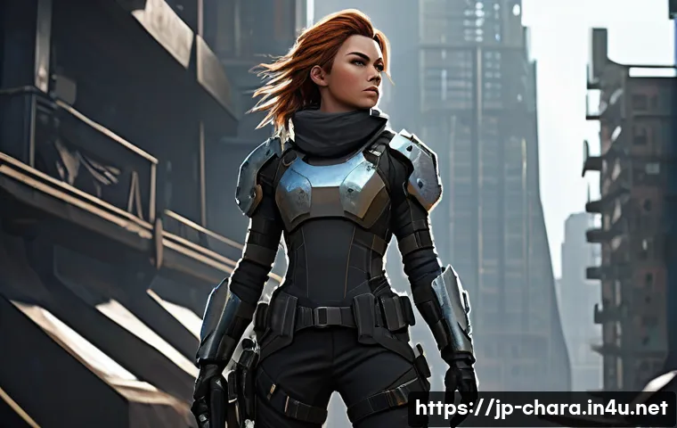캐릭터디자이너와 일러스트레이터의 차이 - **Prompt: "A dynamic, full-body concept art illustration of a resilient female survivor in a futuris...