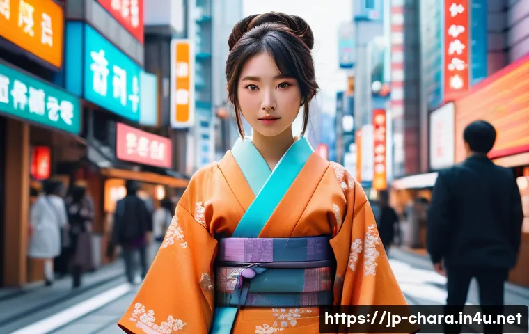 캐릭터디자인 실기 시험에서의 창의성 발휘법 - A unique character design featuring a shy yet strong-willed young woman in a modern Japanese citysca...