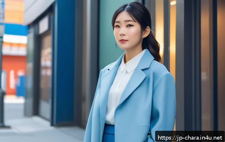캐릭터디자인 업계 리더로 성장하는 비결 - A stylish young female character wearing modern minimalistic clothing with clean, sophisticated line...