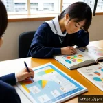 캐릭터디자인 자격증 필기 시험 대비 교재 추천 - Photorealistic Japanese university student preparing for a character design certification written ex...